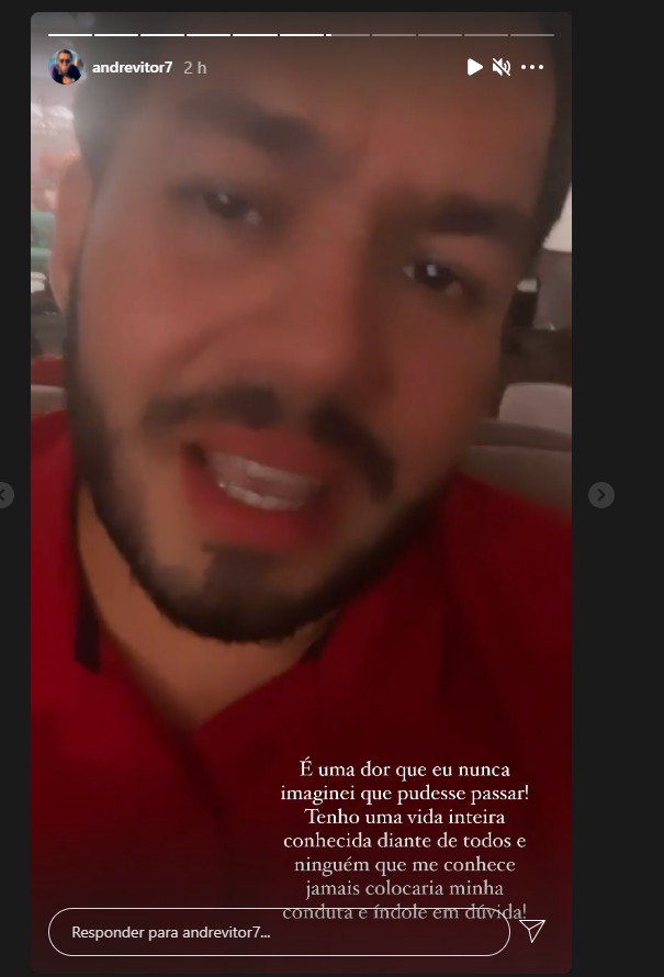 Pastor André Vitor postou vídeo chorando