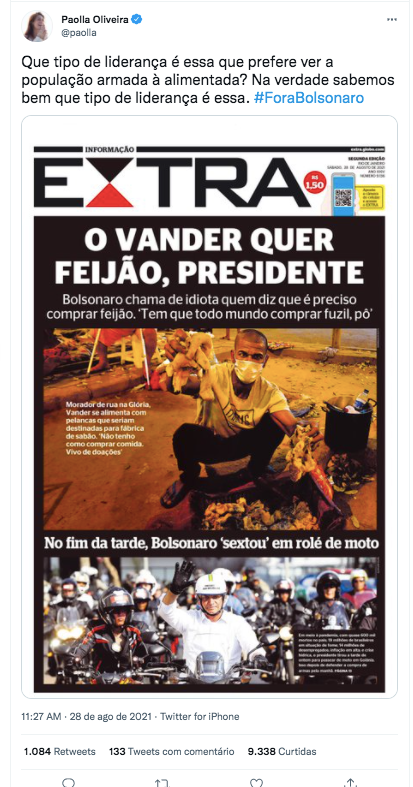 Paolla Oliveira foi criticada por publicação contra Bolsonaro