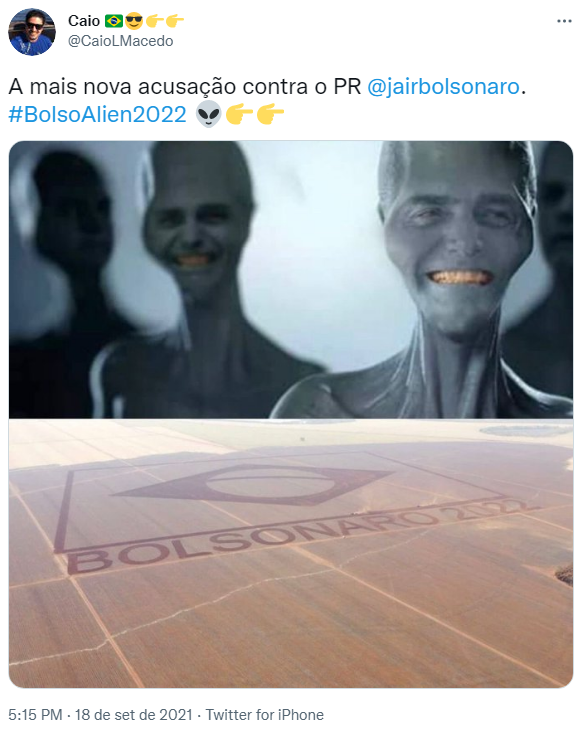 Web ironiza 'cópias alienígenas' e lança #BolsoAlien2022
