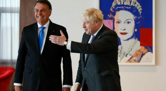 Presidente da República Jair Bolsonaro, durante encontro com o Primeiro Ministro do Reino Unido, Boris Johnson