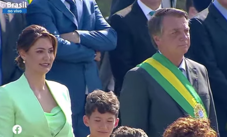 Presidente Jair Bolsonaro e a primeira-dama, Michelle Bolsonaro, em cerimônia pela Independência do Brasil