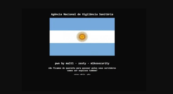 Hackers invadem site da Anvisa e expõem bandeira argentina