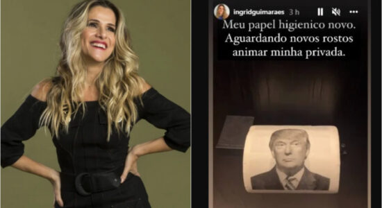 Ingrid Guimarães publicou vídeo de papel higiênico com rosto de Trump