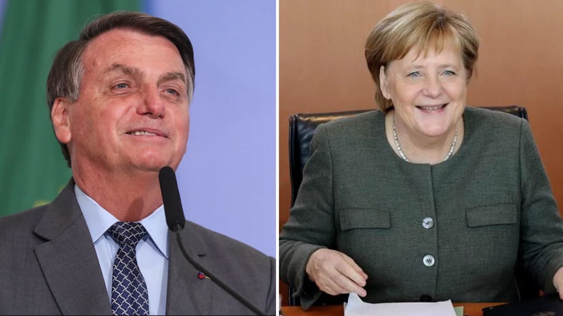 Presidente Jair Bolsonaro e primeira-ministra alemã, Angela Merkel