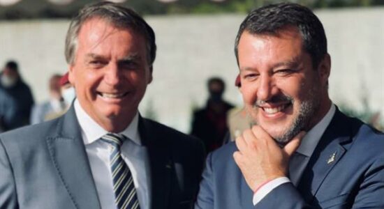 Presidente Jair Bolsonaro e o senador italiano Matteo Salvini