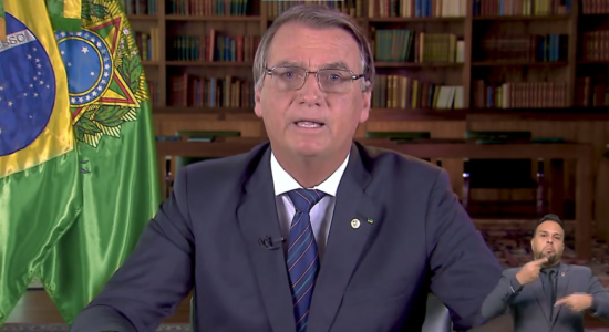 Presidente Jair Bolsonaro durante pronunciamento em rádio e TV