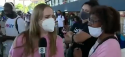 Mulher interrompe repórter da Globo para saber se era Record
