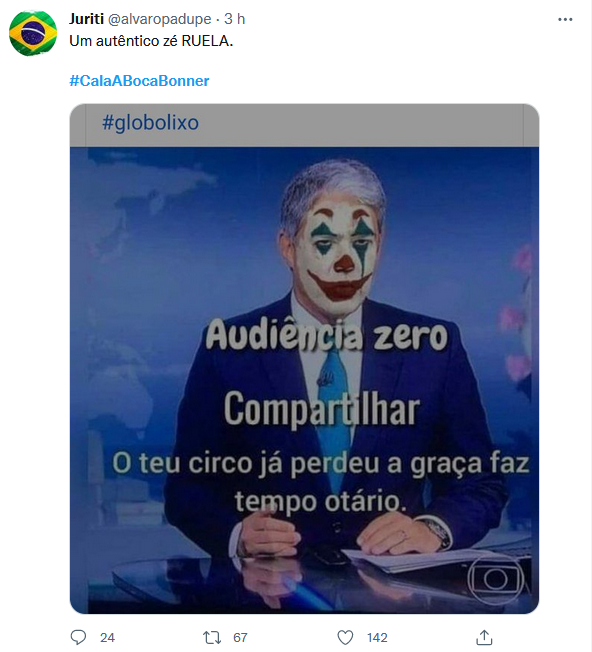 Após 'ataque' da Globo a Bolsonaro, web se une e diz: #CalaABocaBonner