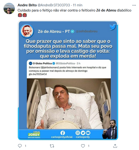 Web denuncia 'ódio do bem' após Zé de Abreu atacar Bolsonaro