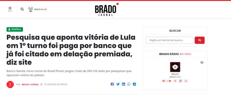Brado Jornal também comentou informação do Pleno.News