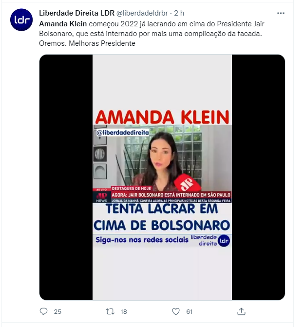 Usuários do Twitter criticaram a jornalista Amanda Klein