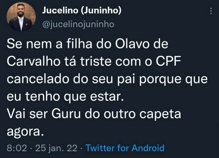 Prints posts celebrando a morte de Olavo de Carvalho
