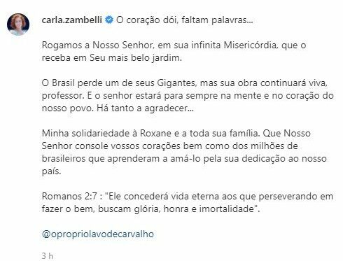 Personalidades lamentam morte de Olavo de Carvalho