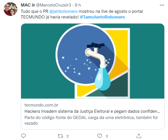 Manifestações de apoio a Bolsonaro no Twitter