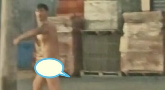 Homem aparece sem roupa em foto feita em uma rua de Goiânia