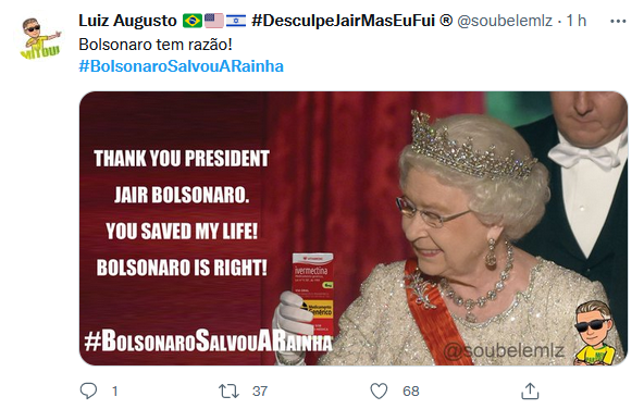 Web 'ironiza' a imprensa e diz que #BolsonaroSalvouARainha
