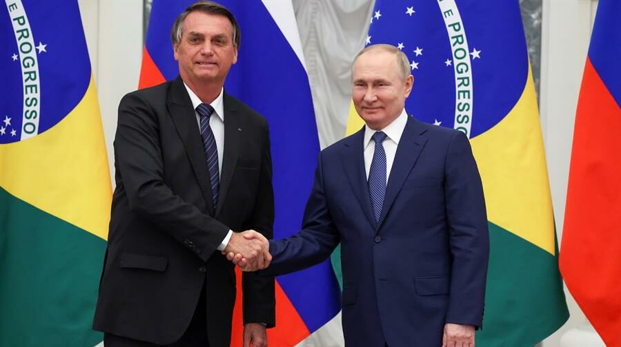 Presidentes Jair Bolsonaro e Vladimir Putin