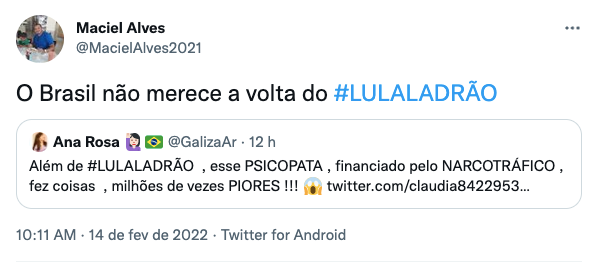 Lula foi alvo de repúdio na web