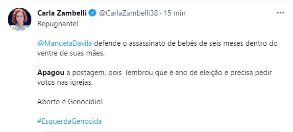 Usuários do Twitter questionaram Manuela D'Ávila