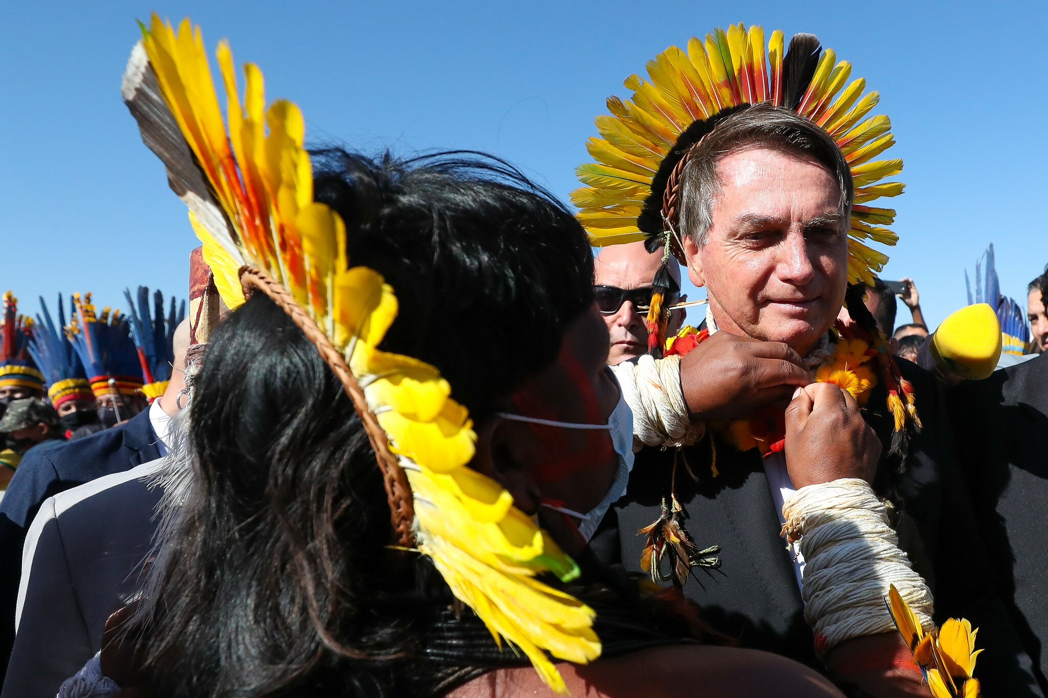 Presidente Bolsonaro em encontrocom o Presidente da Funai, Marcelo Xavier e lideranças indígenas
