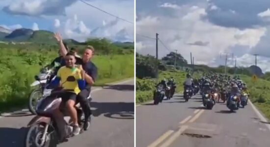 presidente Jair Bolsonaro participa de motociata improvisada no Sertão do Ceará