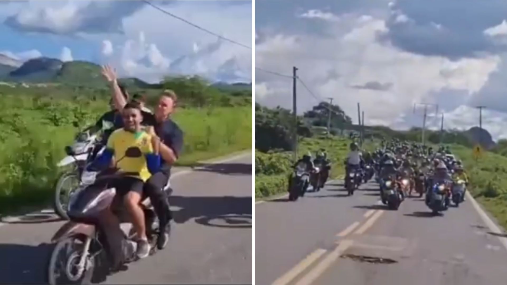 presidente Jair Bolsonaro participa de motociata improvisada no Sertão do Ceará