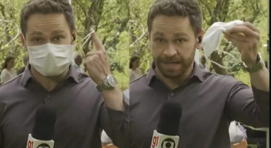 Repórter da TV Globo retirou máscara ao vivo