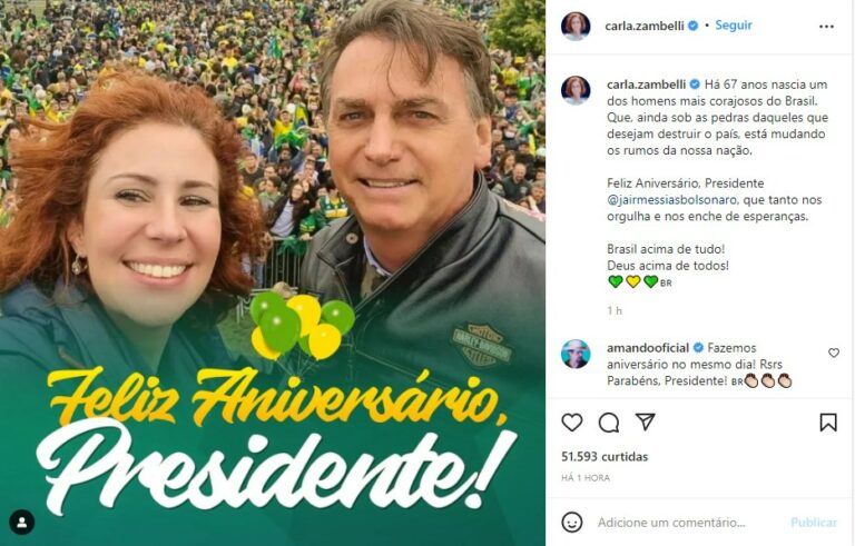 Filhos, ministros e políticos parabenizaram Bolsonaro