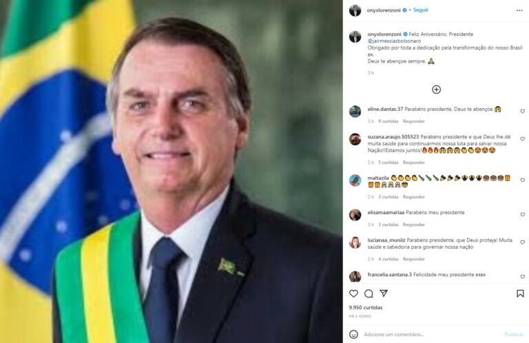 Filhos, ministros e políticos parabenizaram Bolsonaro
