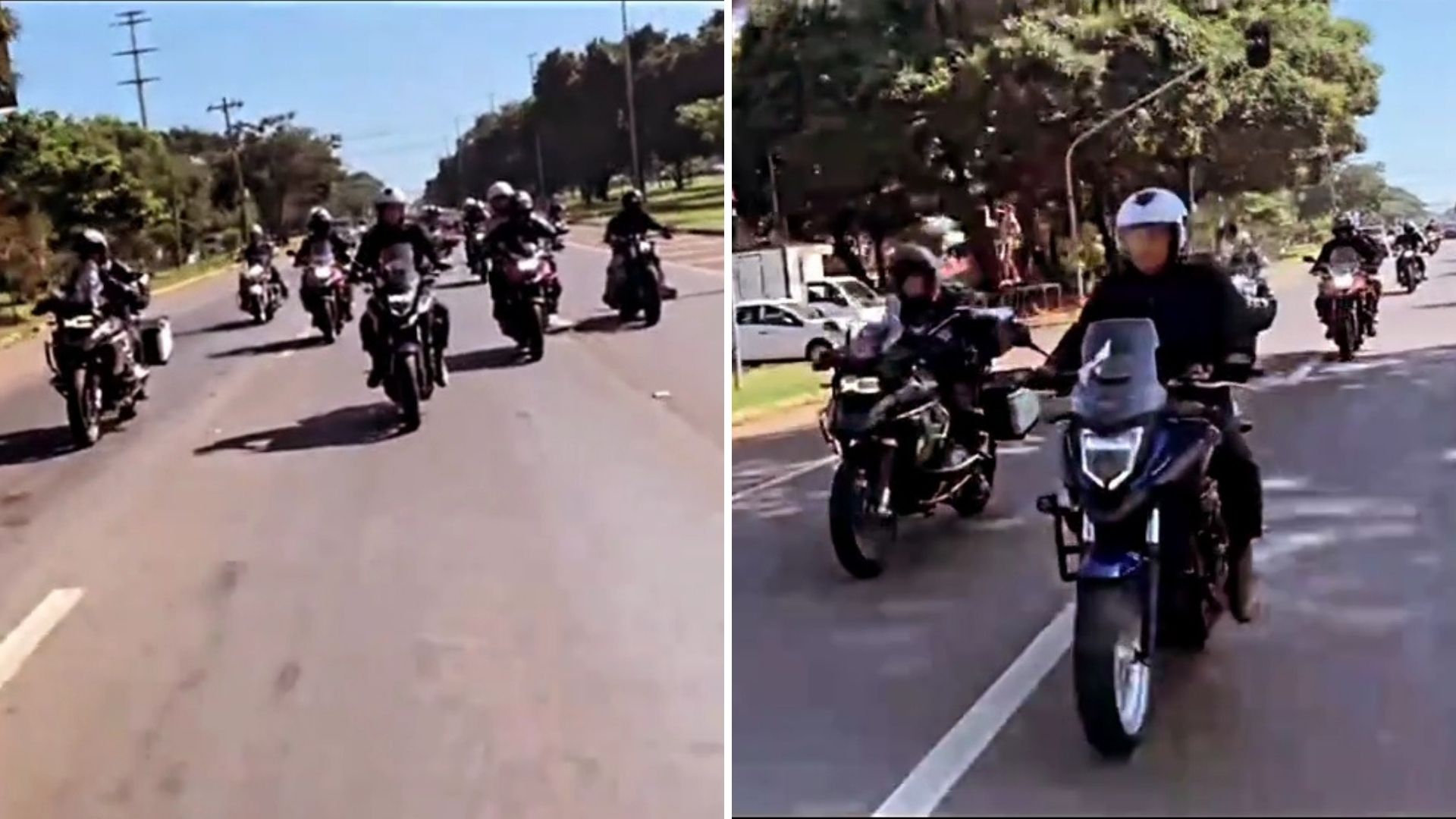 Presidente Bolsonaro passeia de moto em Brasília neste sábado
