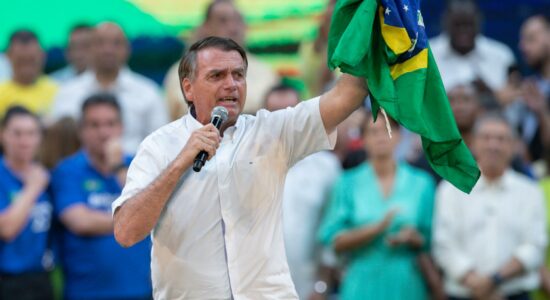 Bolsonaro durante convenção que oficializou sua candidatura