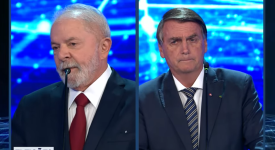Candidatos Lula e Jair Bolsonaro no debate eleitoral
