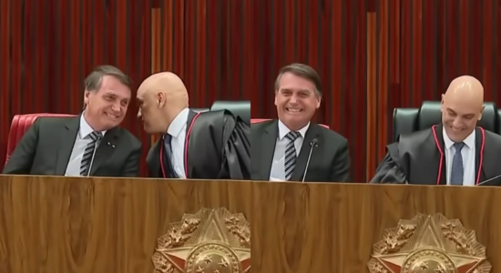 Bolsonaro e Moraes cochicharam e sorriram