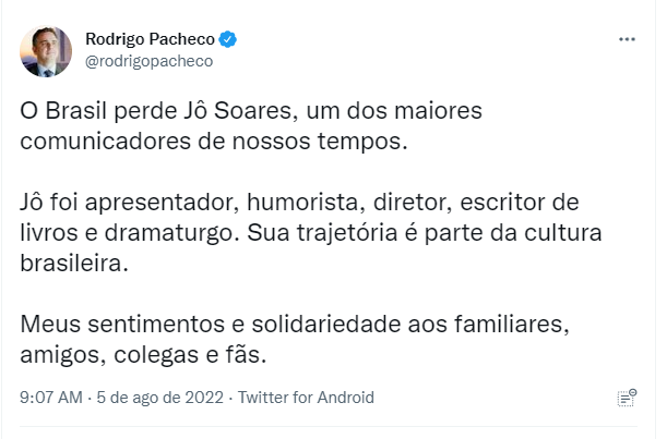 Políticos lamentam a morte de Jô Soares