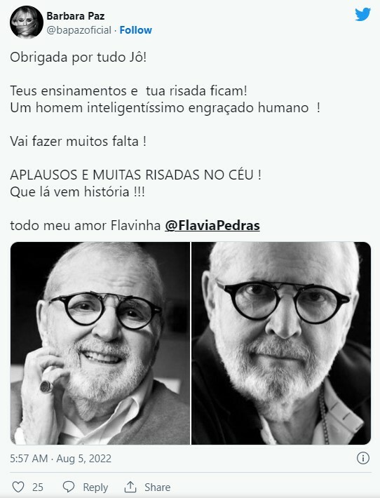 Famosos lamentaram morte de Jô Soares
