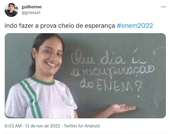 Internautas compartilharam diversos memes do Enem 2022