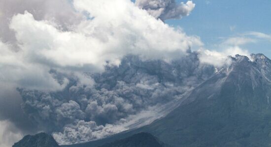 Eruption of Mount Merapi volcano