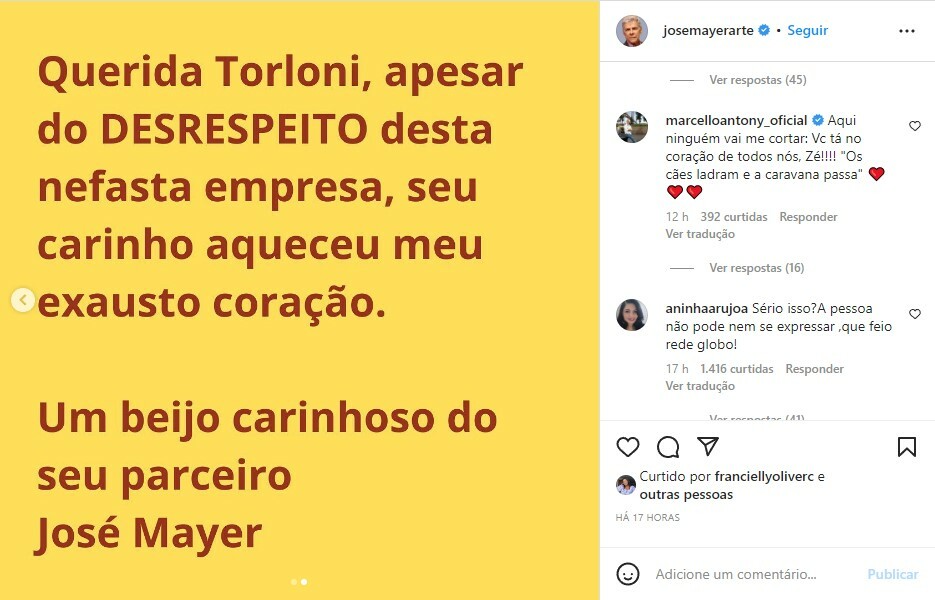 José Mayer se revolta com a Globo