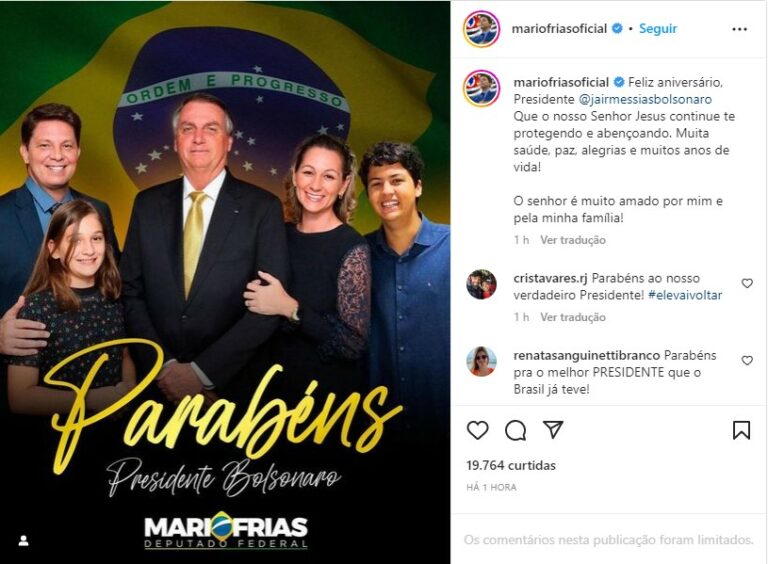 Políticos parabenizam Bolsonaro pela passagem do aniversário do ex-presidente