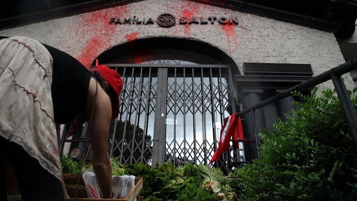 Mulheres do MST vandalizam loja de vinhos da Salton em SP