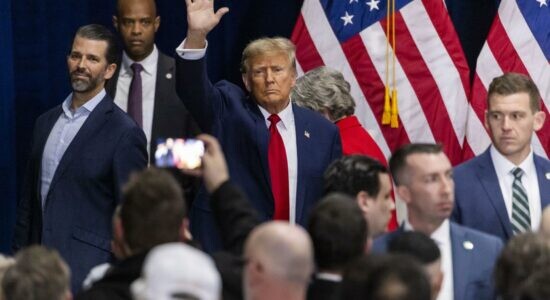 Trump em discurso feito após vitória nas primárias de Iowa